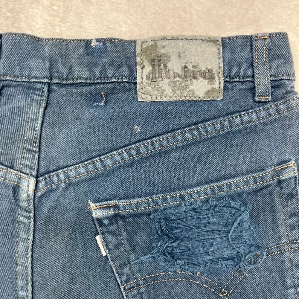 Vintage Levi's Silver Tab Baggy Shorts Men Blue Denim Distressed Zip Fly - 36X32